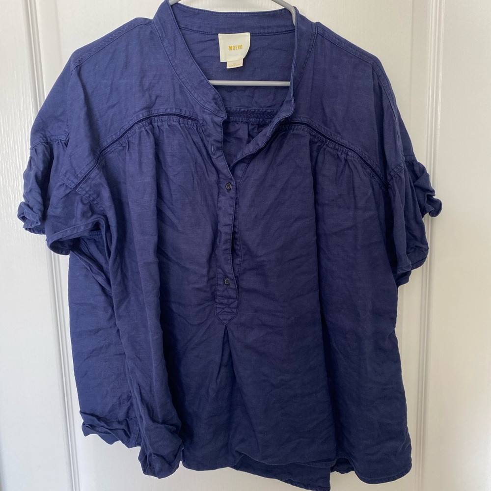 Anthropologie Maeve Linen Blend Popover Top XL